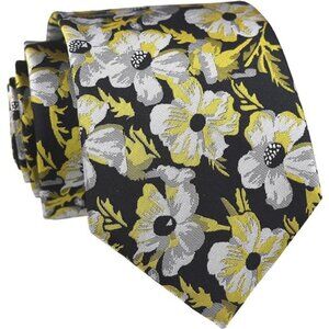 Men's Tie Cravat Jacquard Luxury Small Floral Pattern Wedding Black Floral